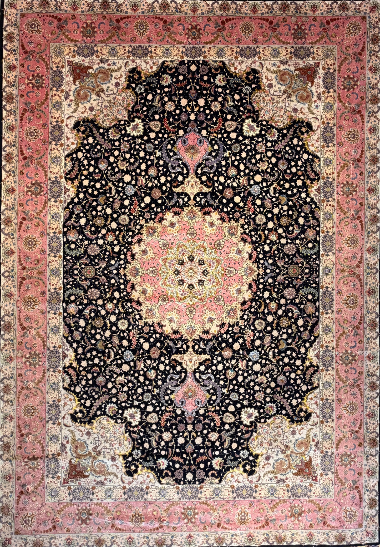 11’6”x16’6” Very Fine Hand-Knotted 70 Raj Signed Persian Tabriz Rug