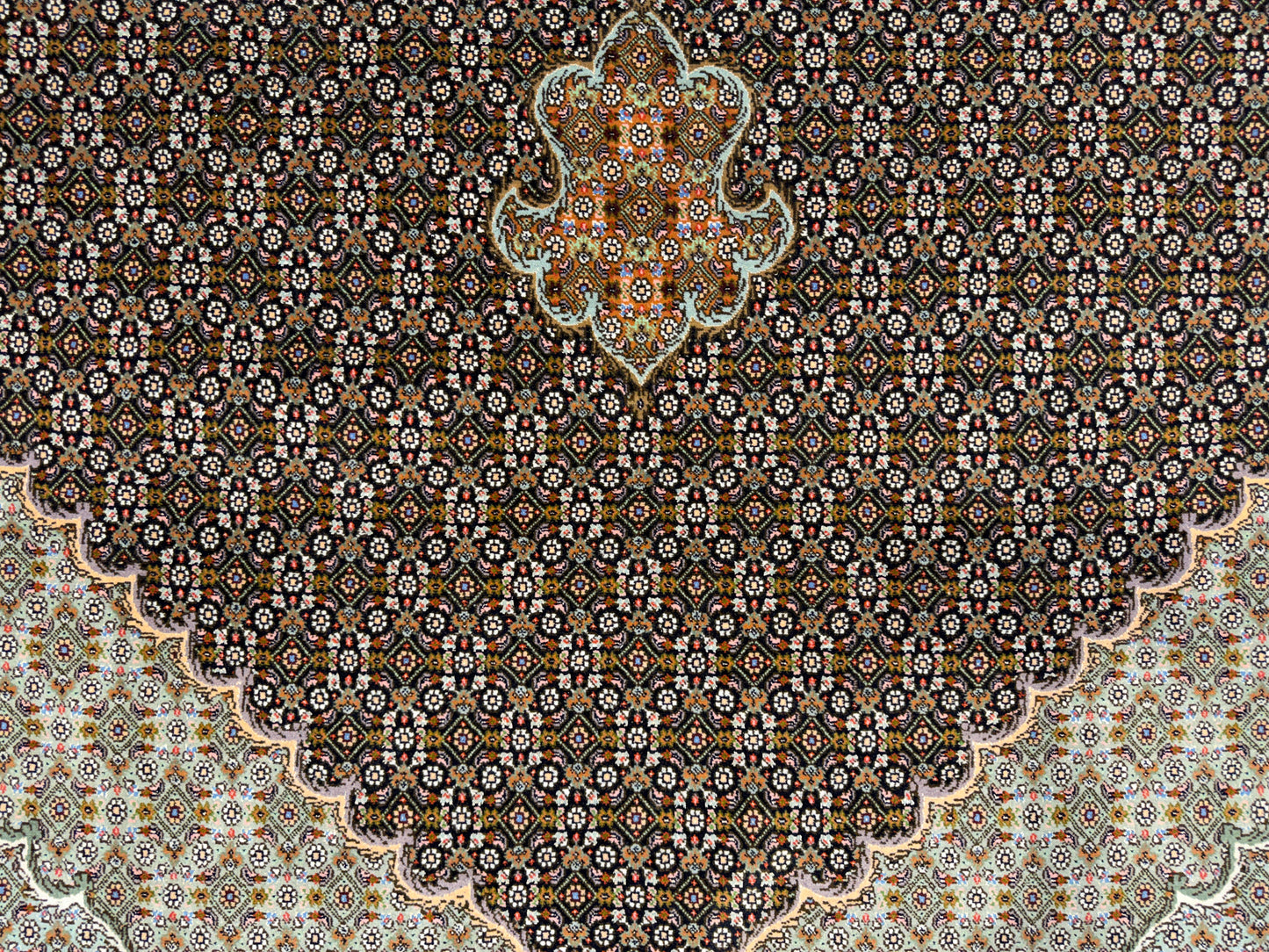 Hand-Knotted Persian Tabriz Mahi Rug - 9’9”x13’4”