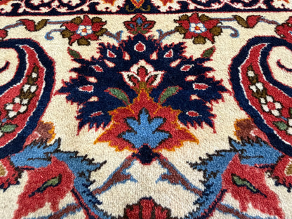 10’2”x14’2” Very Fine Vintage Hand-Knotted Wool Isfahan Persian Rug 10x14 Red All-Over Handmade Carpet