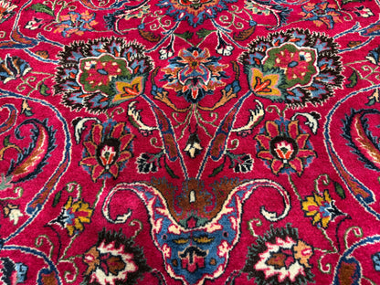 11’6”x16’5” Hand-Knotted Very Fine Wool Persian Mashad Signed Area Rug Handmade