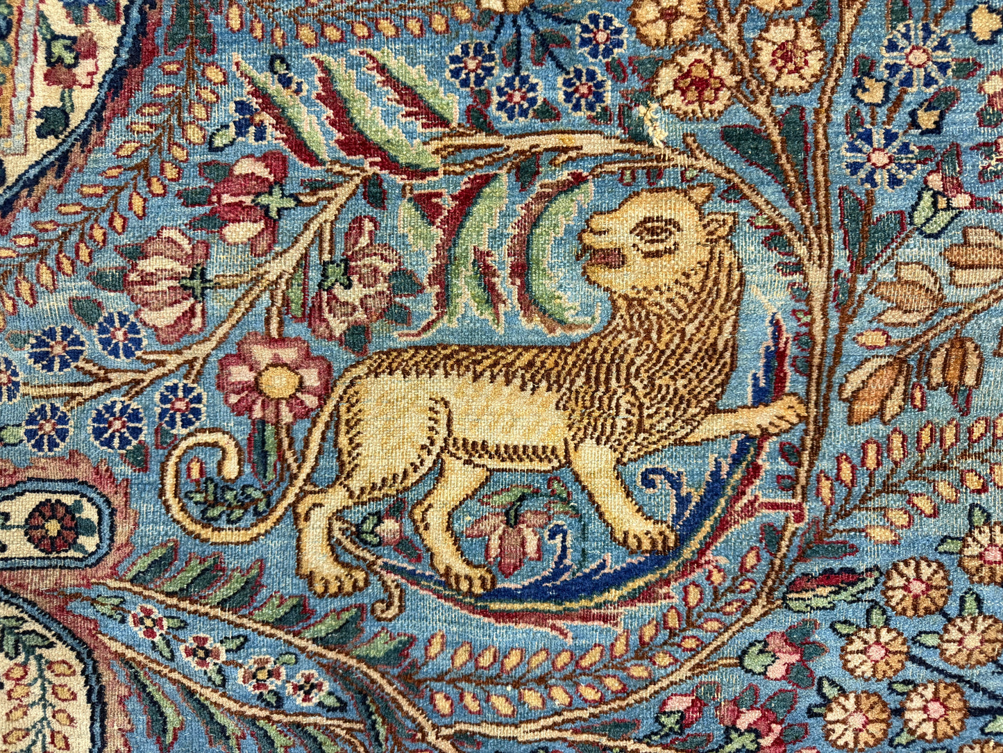 11’x14’10” Antique Hand-Knotted Fine Wool Persian Kerman Area Rug Handmade