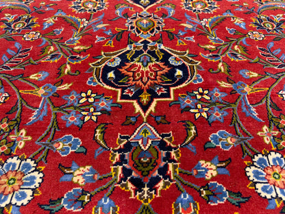 9’11”x13’ Hand-Knotted Signed Persian Kashan Area Rug