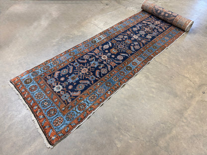 Hand-Knotted Antique Heriz Runner - 3’1”x17’2”