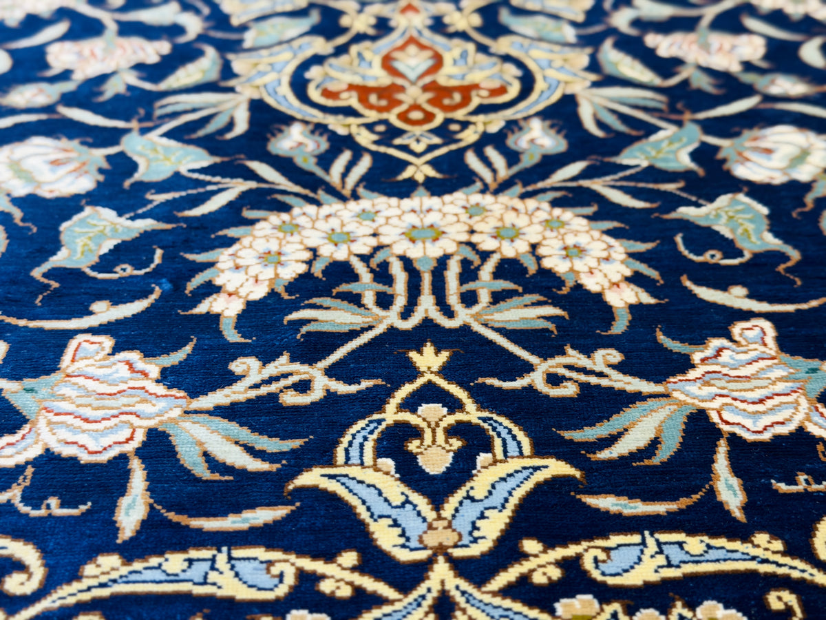 Hand-Knotted Silk Persian Qum Rug - Signed Ahmadi - 4’6”x6’7”