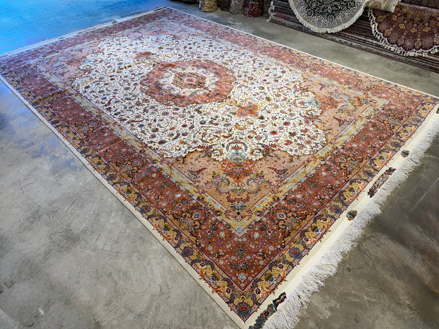 13’x19’8” Very Fine Hand-Knotted Persian Tabriz 80 Raj Signed Area Rug