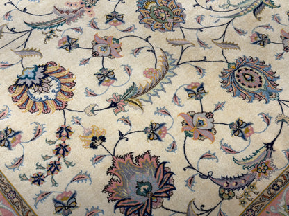 9’9”x13’4” Very Fine Hand-Knotted Persian Tabriz 80 Raj Signed Area Rug