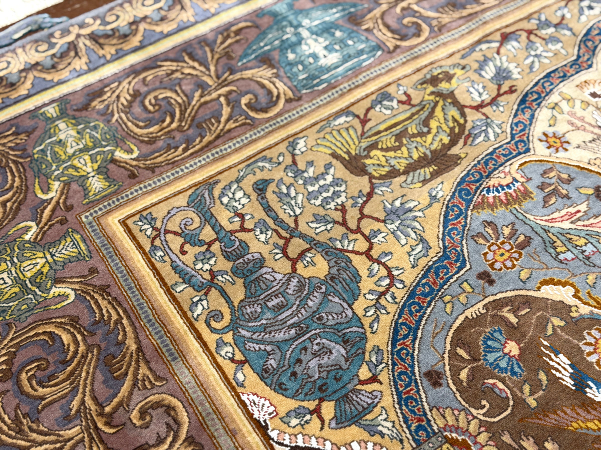 Hand-Knotted 60 Raj Pictorial Persian Tabriz Rug - Signed Nazeri - 5'10"x8'3"