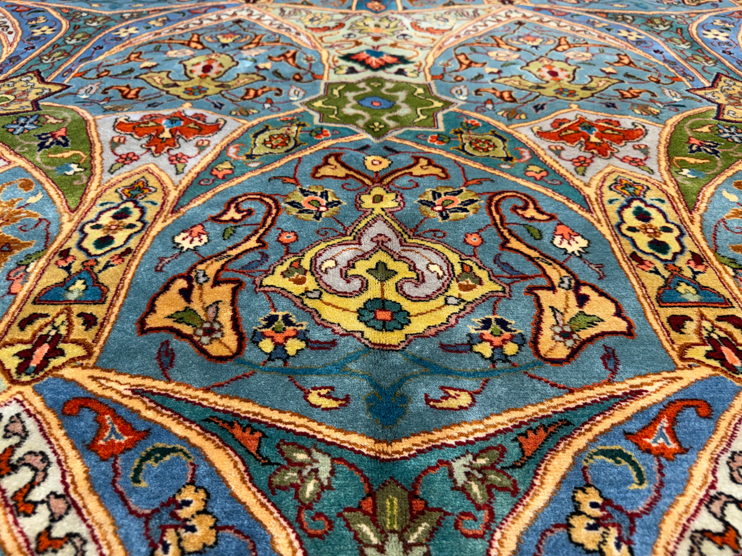 9’10”x13’2” Fine Hand-Knotted Kork Wool Persian Tabriz Rug Handmade All-over Area Carpet