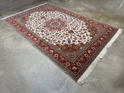 Hand-Knotted 60 Raj Persian Tabriz Rug - 6'7"x10'1"