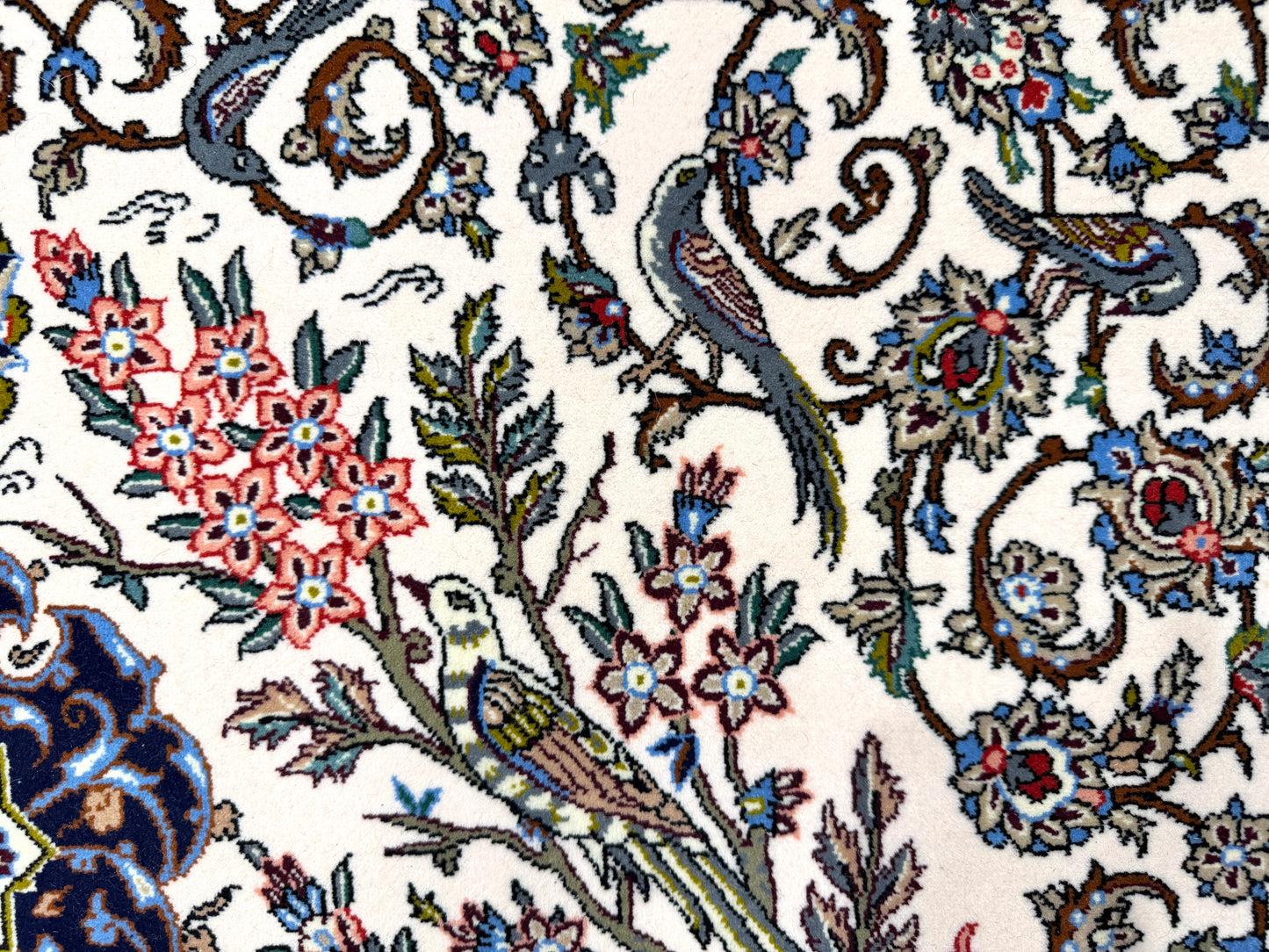 Hand-Knotted Persian Isfahan Rug -Garden of Birds- Signed Fakharian - 4’9”x7’2”