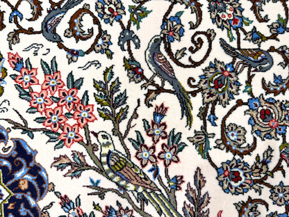 Hand-Knotted Persian Isfahan Rug -Garden of Birds- Signed Fakharian - 4’9”x7’2”