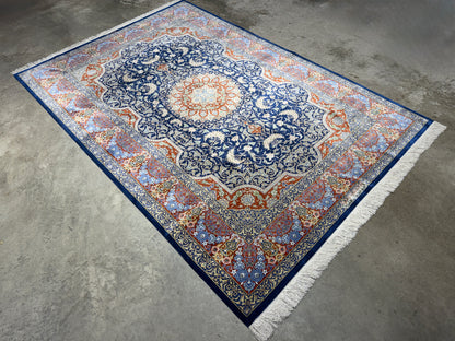 Hand-Knotted Silk Persian Qum Rug - Signed Ahmadi - 4’6”x6’7”