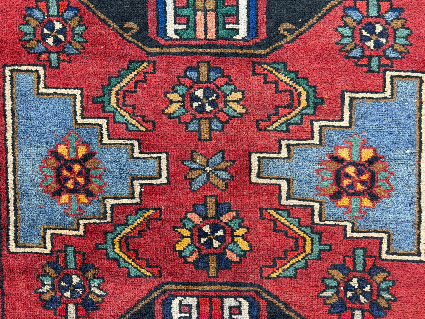 3’11”x13’2” Vintage Hand-Knotted Wool Hamadan Runner