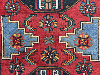 3’11”x13’2” Vintage Hand-Knotted Wool Hamadan Runner