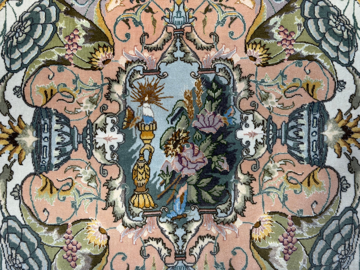 Hand-Knotted 60 Raj Persian Tabriz Rug - 6'8"x10'