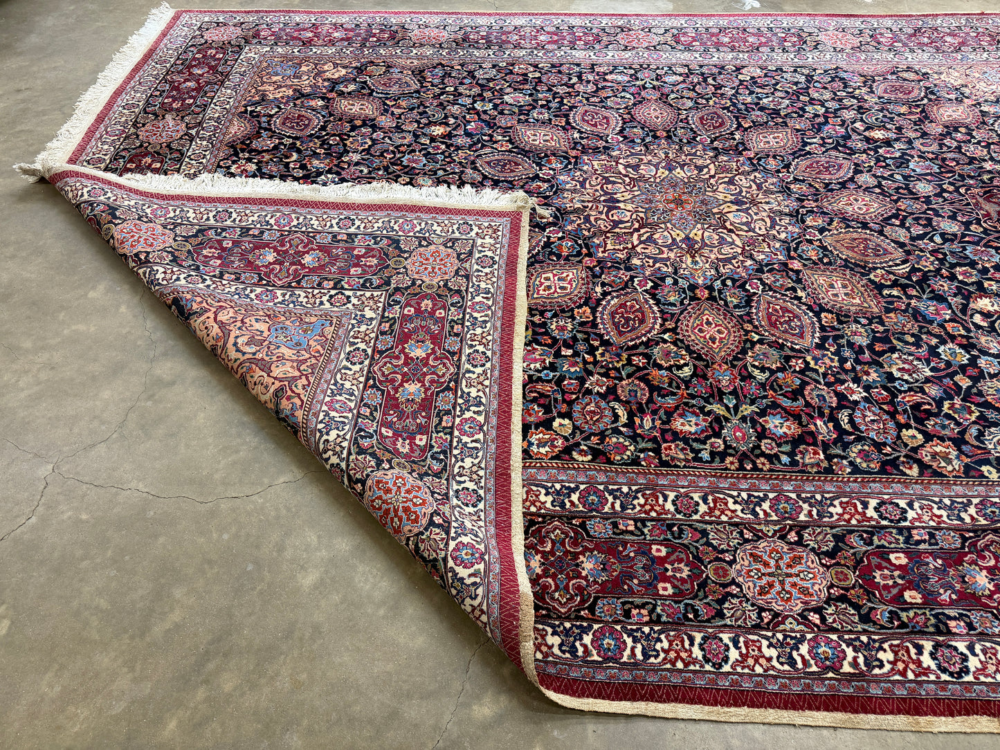 9’9”x13’2” Hand-Knotted Very Fine Antique Wool Persian Mashad Signed Saber Area Rug