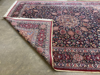 9’9”x13’2” Hand-Knotted Very Fine Antique Wool Persian Mashad Signed Saber Area Rug