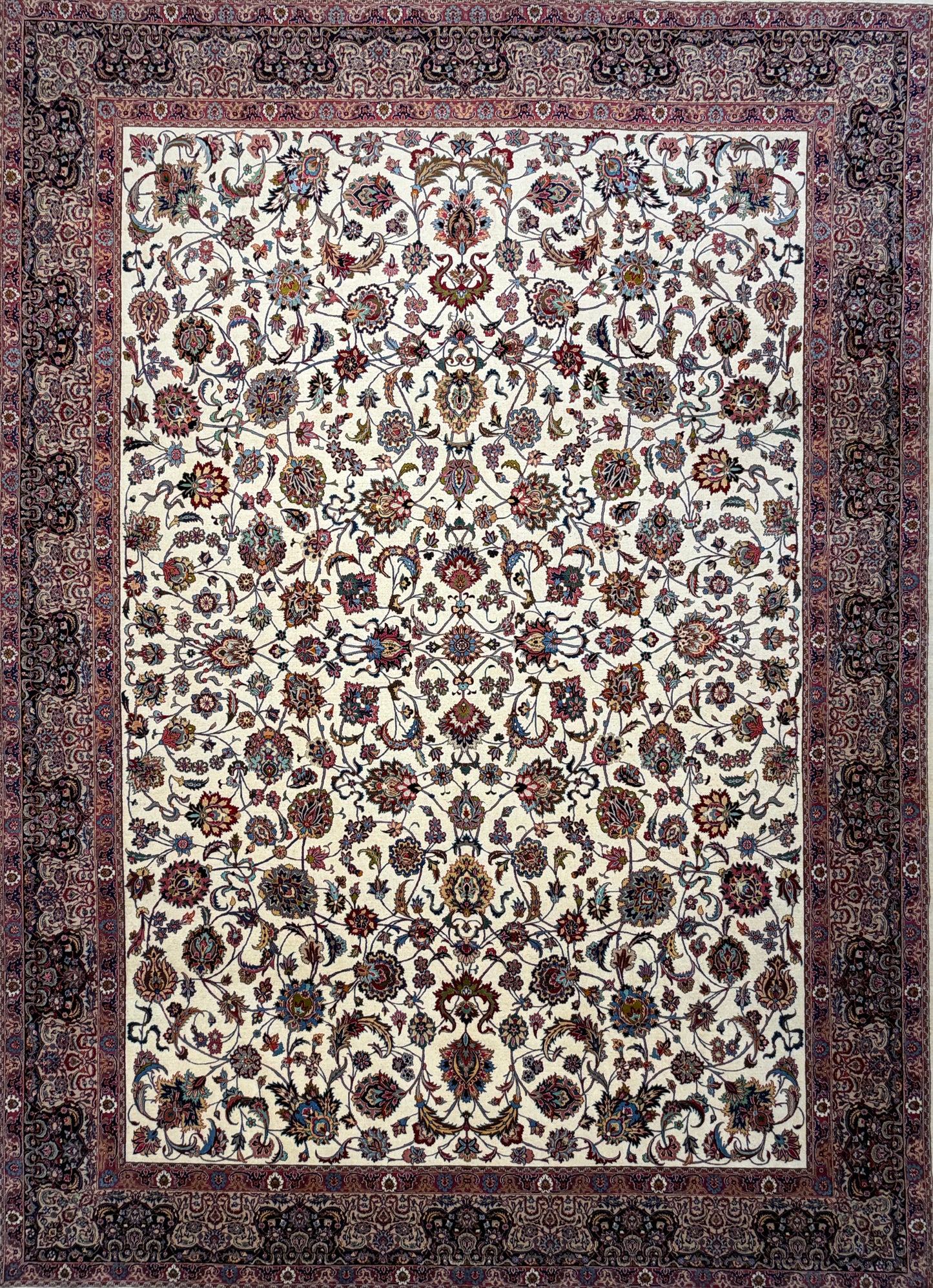 9’5”x12’6” Very Fine Hand-Knotted Persian Mashad 70 Raj Area Rug