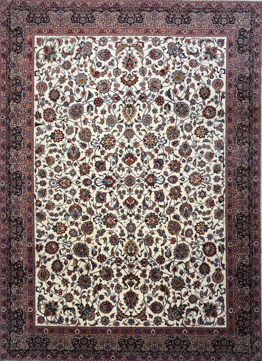 9’5”x12’6” Very Fine Hand-Knotted Persian Mashad 70 Raj Area Rug