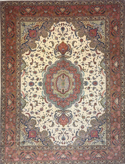 Hand-Knotted 60 Raj Persian Tabriz Rug - 10’x13’1”