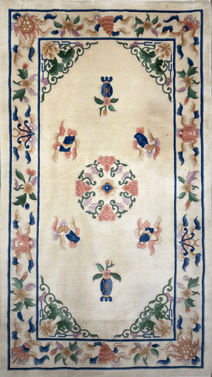 Hand-Knotted Art-Deco Rug - 4'x7'4"
