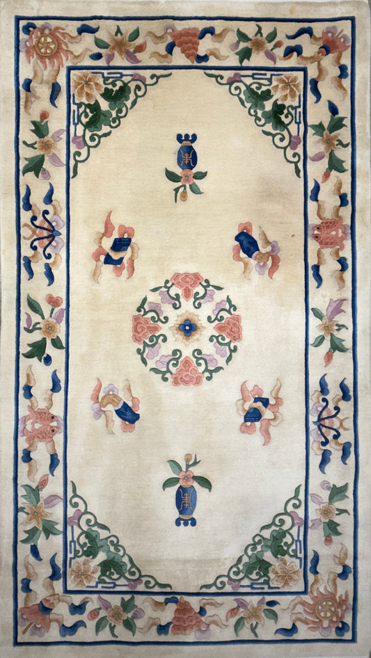 Hand-Knotted Art-Deco Rug - 4'x7'4"