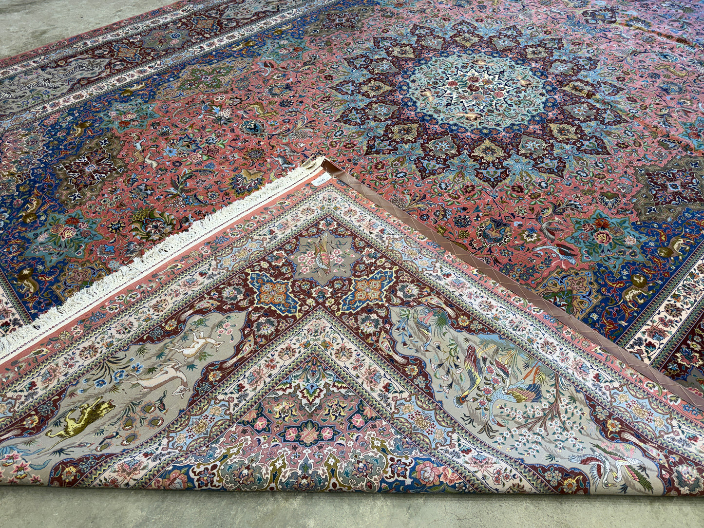 11’7”x17’2” Very Fine Hand-Knotted Signed Persian Tabriz Pictorial Area Rug