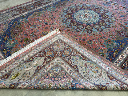 11’7”x17’2” Very Fine Hand-Knotted Signed Persian Tabriz Pictorial Area Rug