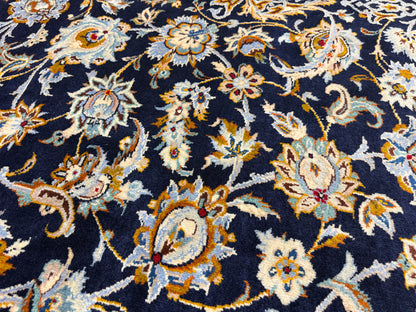 9’8”x12’5” Hand-Knotted Fine Wool Persian Kashan Signed Area Rug