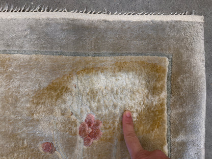 Pair of Antique Hand-Knotted 100% Silk Art Deco Rugs - 2’x4’