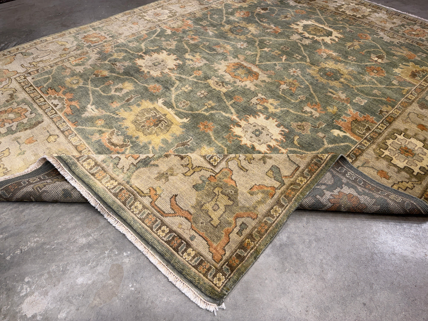 8’x10’ Hand-Knotted Wool Oushak Area Rug