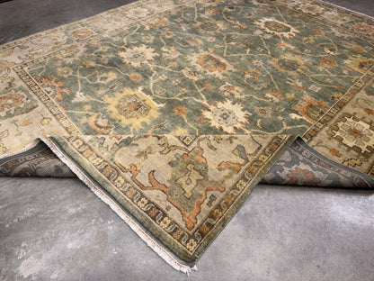 8’x10’ Hand-Knotted Wool Oushak Area Rug