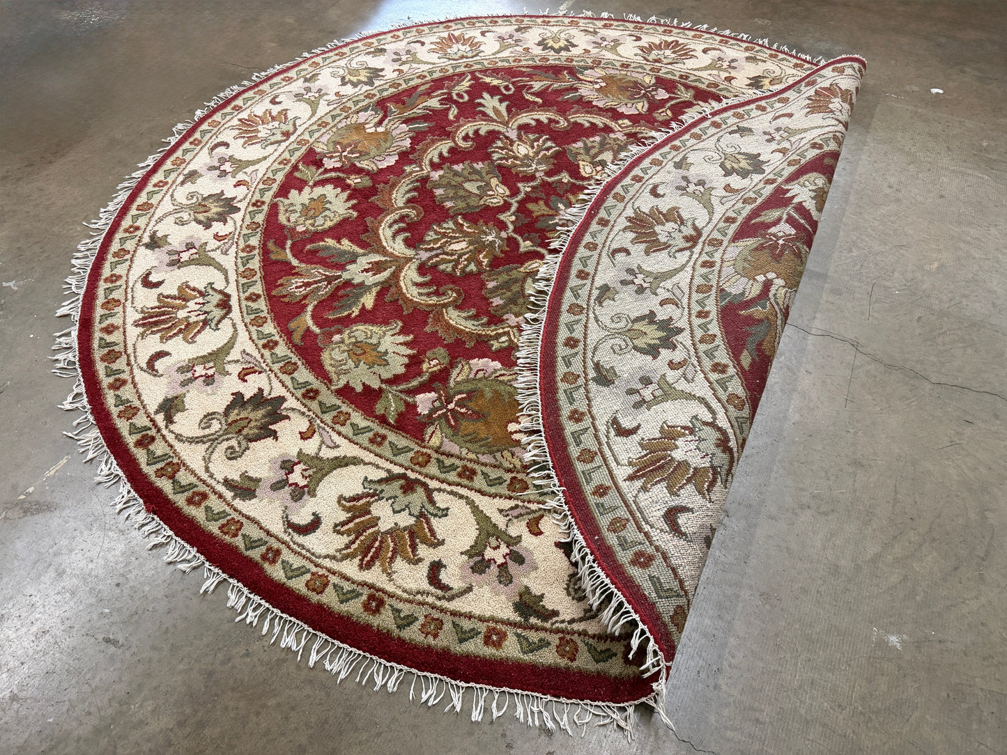 8’ Diameter Hand-Knotted Wool Indian Round Oriental Rug - 8x8 Handmade Carpet