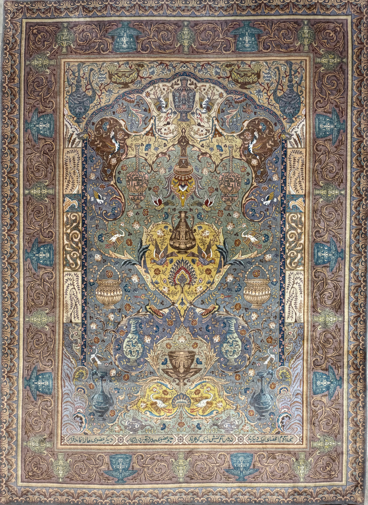 Hand-Knotted 60 Raj Pictorial Persian Tabriz Rug - Signed Nazeri - 5'10"x8'3"