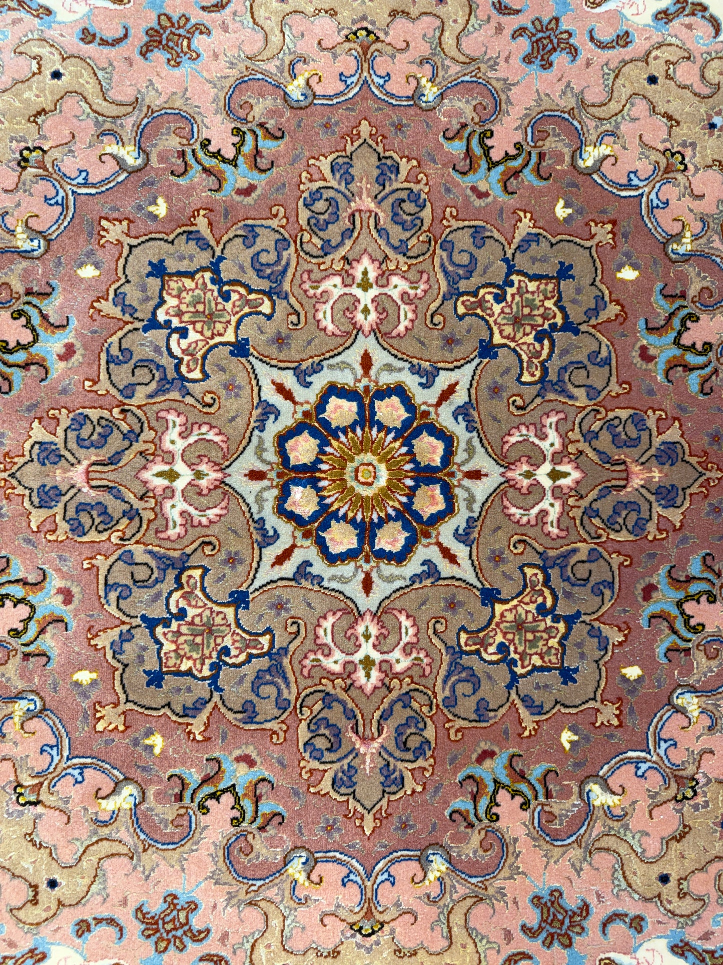 9’10”x13’5” Very Fine Hand-Knotted Persian Tabriz 80 Raj Area Rug