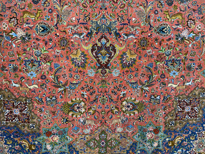 11’7”x17’2” Very Fine Hand-Knotted Signed Persian Tabriz Pictorial Area Rug