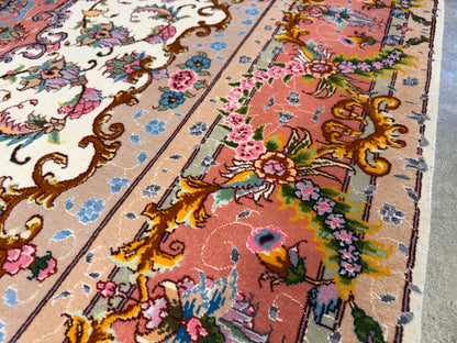 Hand-Knotted 60 Raj Persian Tabriz Rug - 4'11"x6'9"