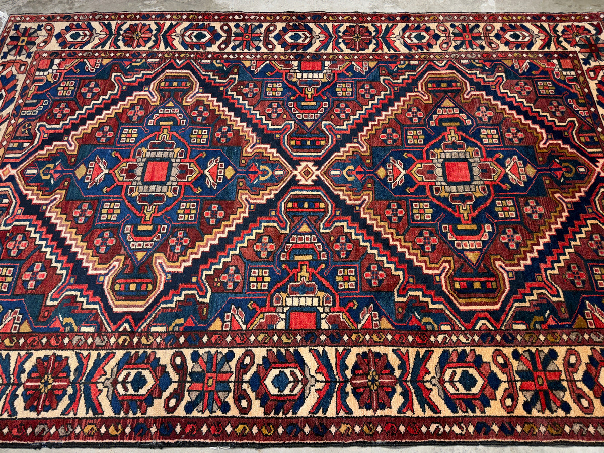 Antique Hand-Knotted Bakhtiari Rug - 5’5”x8’4”