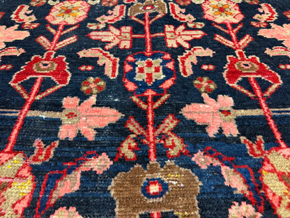 3’6”x4’11” Antique Hand-Knotted Wool Hamadan Persian Rug 3x5 Floral Handmade Carpet