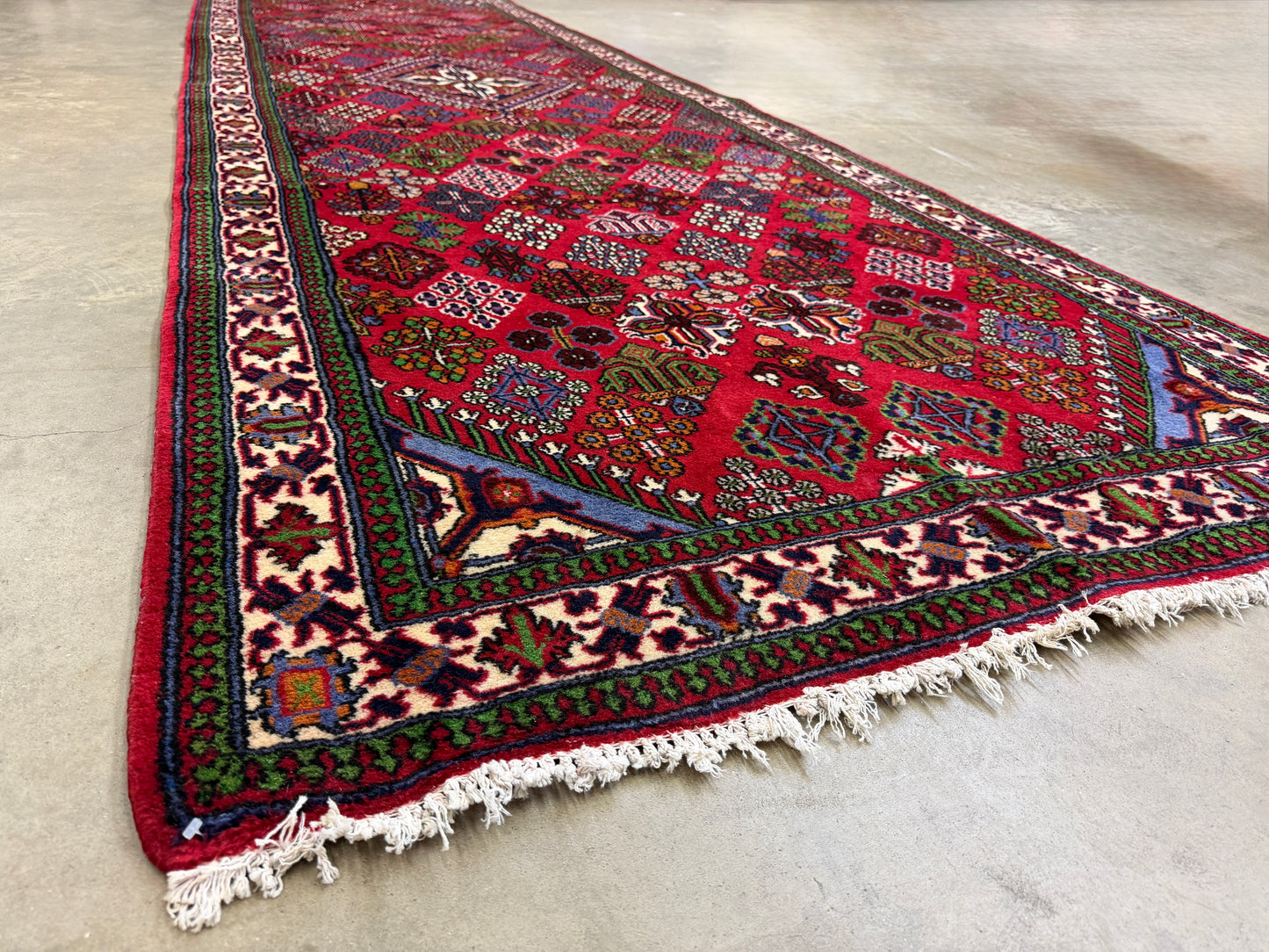 4’2”x13’3” Hand-Knotted Wool Joshaghan Persian Runner 4x13 Handmade Red Carpet