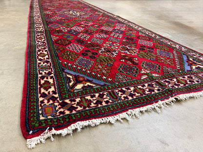 4’2”x13’3” Hand-Knotted Wool Joshaghan Persian Runner 4x13 Handmade Red Carpet