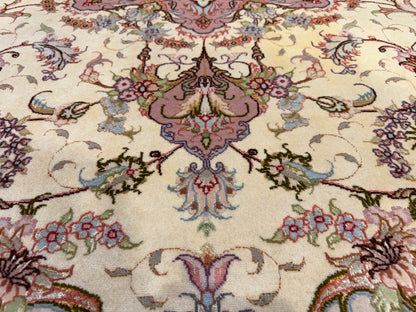 Hand-Knotted 60 Raj Persian Tabriz Rug - 5’1”x6’5”