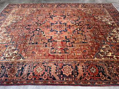 9’4”x12’4” Hand-Knotted Persian Heriz Ahar Area Rug