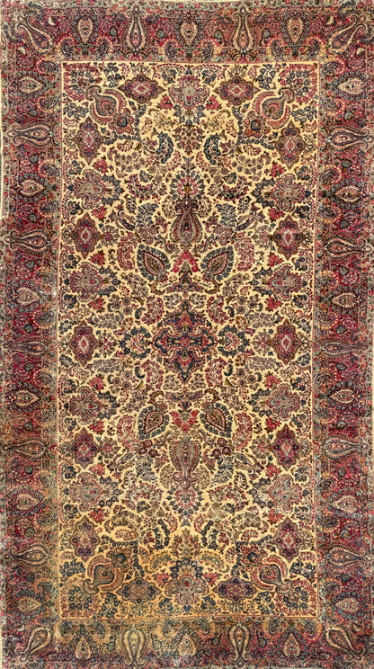 9’10”x17’6” Antique Hand-Knotted Lavar Kerman Persian Area Rug
