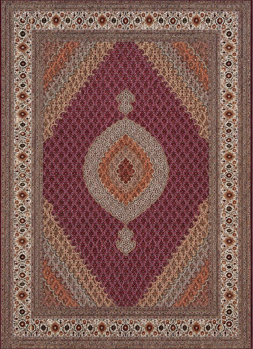 Hand-Knotted Persian Tabriz Mahi Rug - 8'2"x11'10"