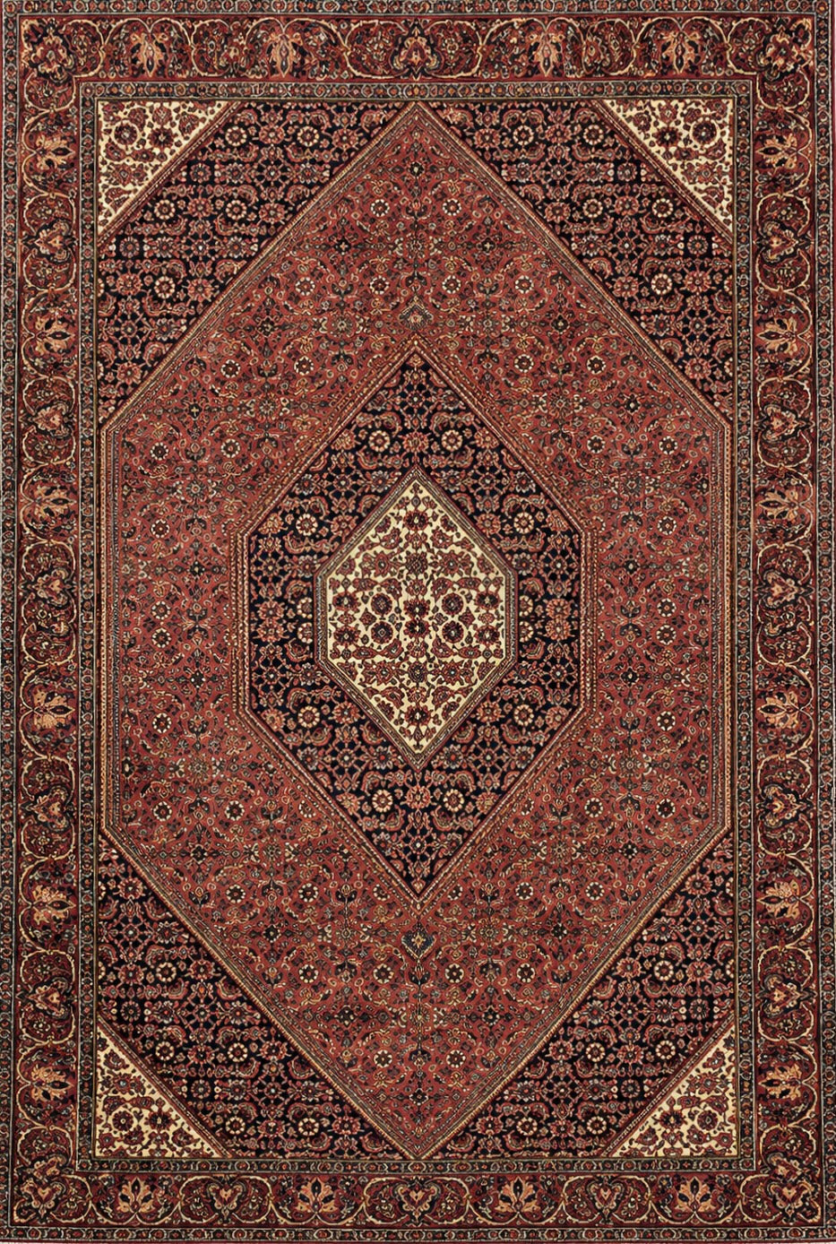 Hand-Knotted Persian Bidjar Rug - 3'7"x5'9"