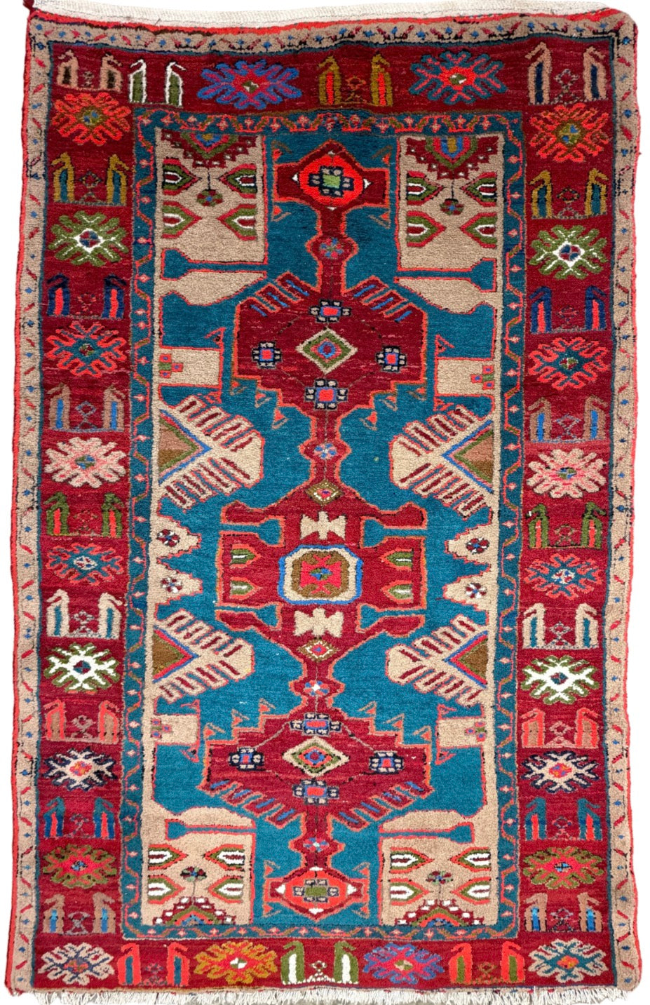Hand-Knotted Persian Hamadan Rug - 4’2”x6’4”