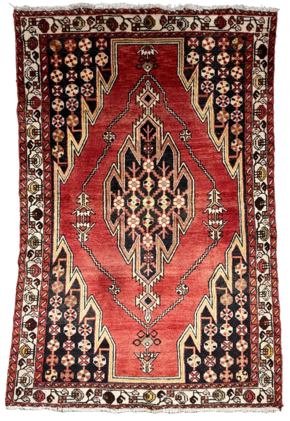 Hand-Knotted Persian Qashqai Rug - 4’x6’