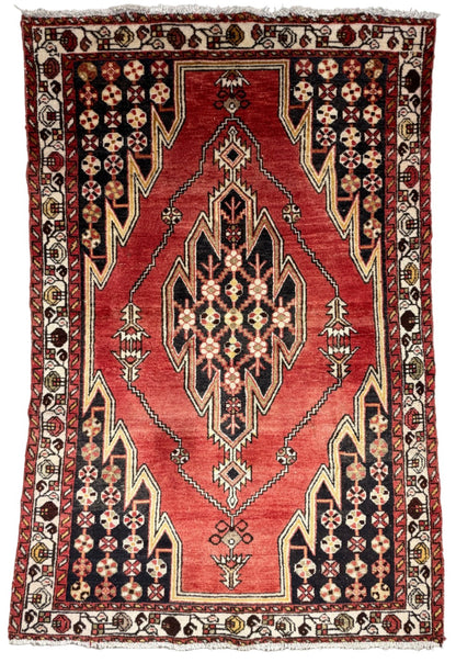 Hand-Knotted Persian Qashqai Rug - 4’x6’