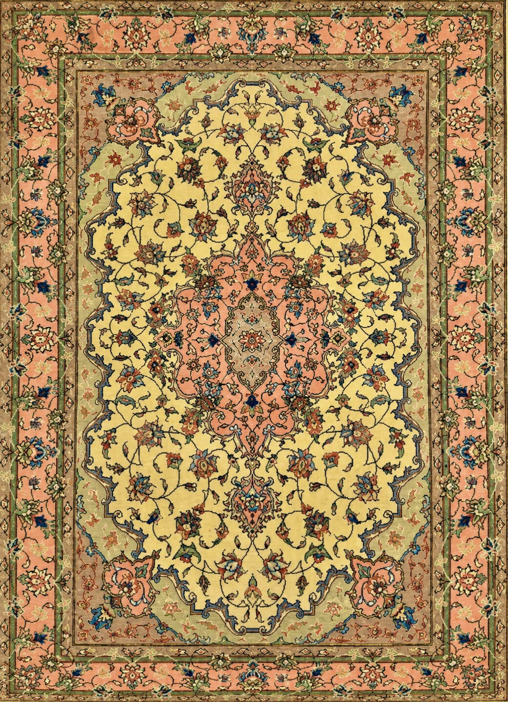 Hand-Knotted Persian Tabriz Rug - 3'4"x6'